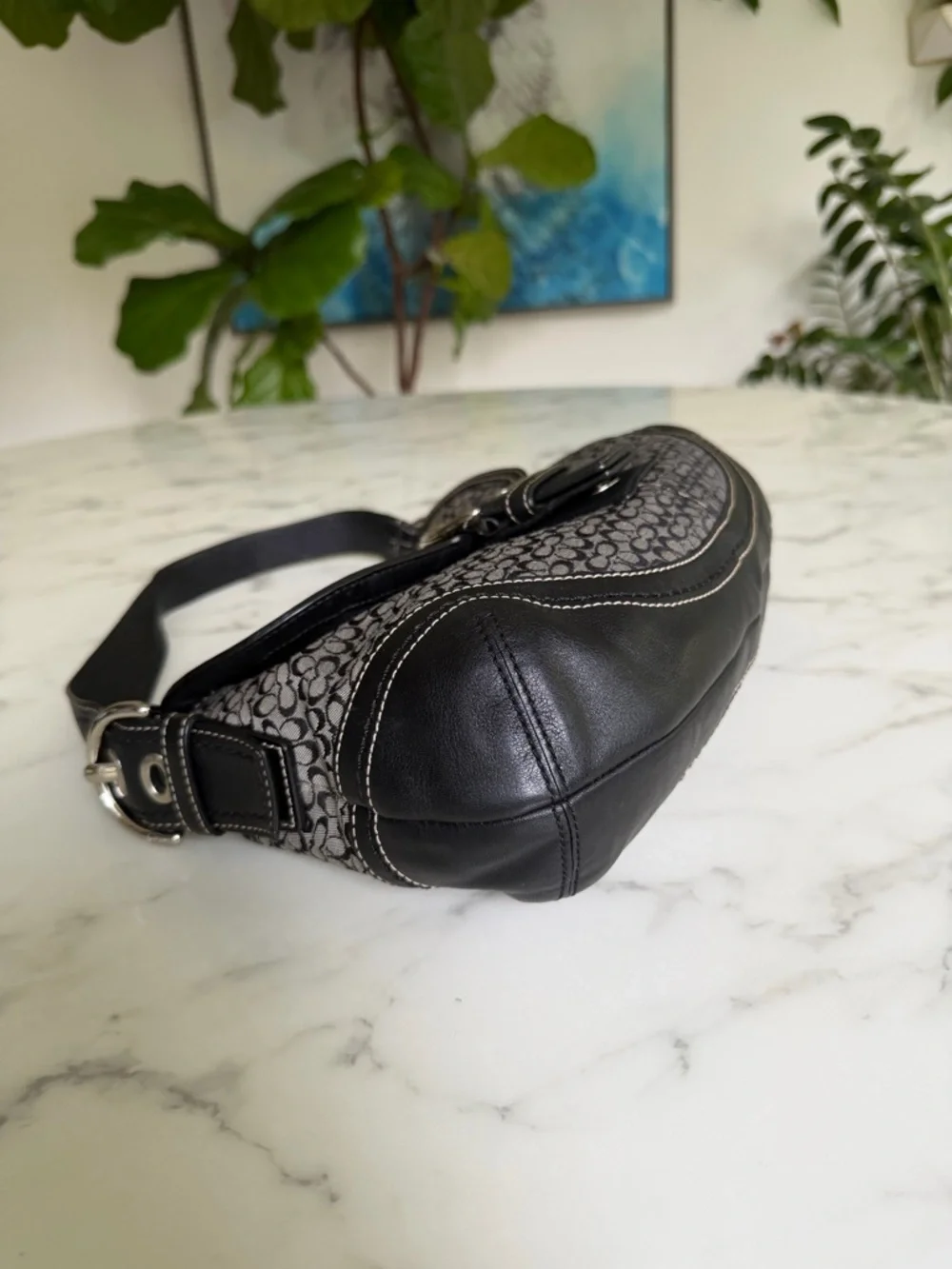 COACH Vintage Y2K Soho Signature Large Flap Shoulder Bag F10926 Black Leather - Picture 7 of 16